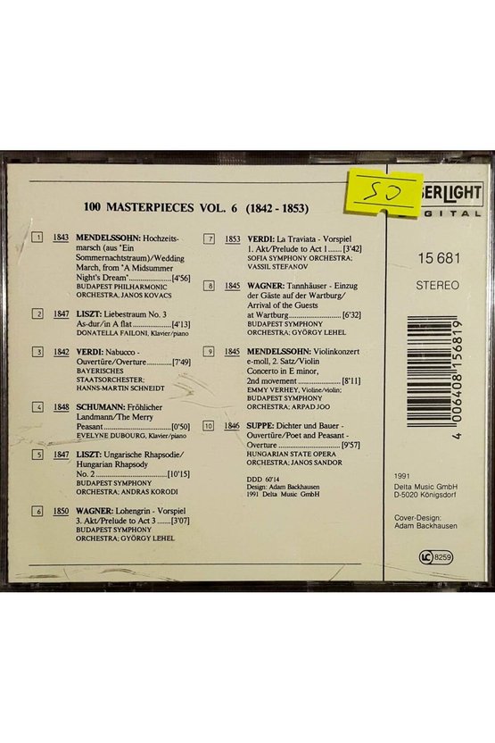 (PLAK DEĞİLDİR CD DİR) Cd 100 Masterpieces Vol.6 (1842-1853) Cd