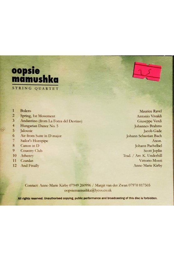 (PLAK DEĞİLDİR CD DİR) Cd Opsie Mamushka String Quartet Cd