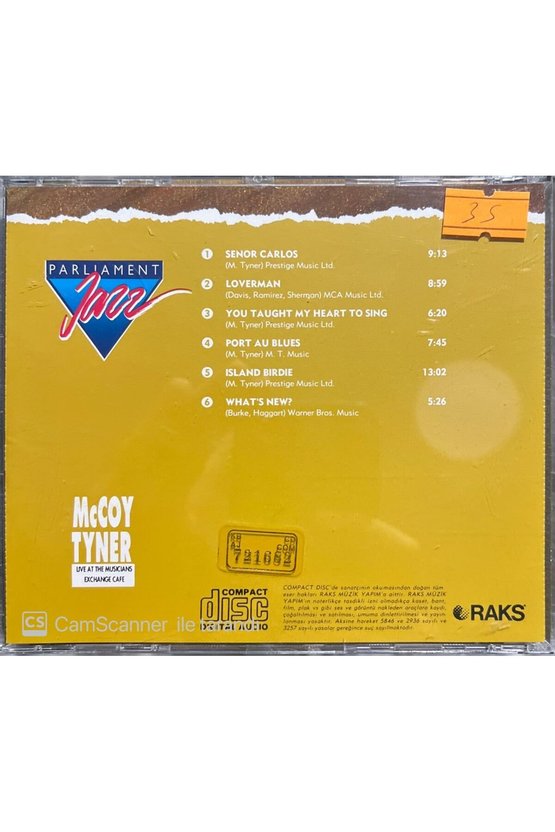 (PLAK DEĞİLDİR CD DİR) Cd Mccoy Tyner Live At The Musicians Exchange Cafe Cd