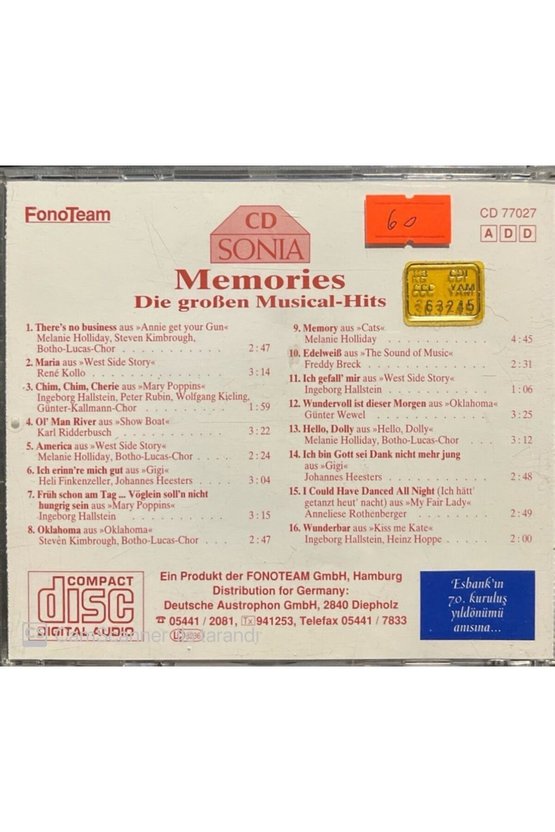 (PLAK DEĞİLDİR CD DİR) Cd Müzikallere Selam Cd