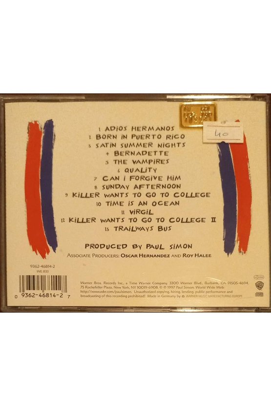 (PLAK DEĞİLDİR CD DİR) Cd Paul Simon Songs From The Capeman Cd