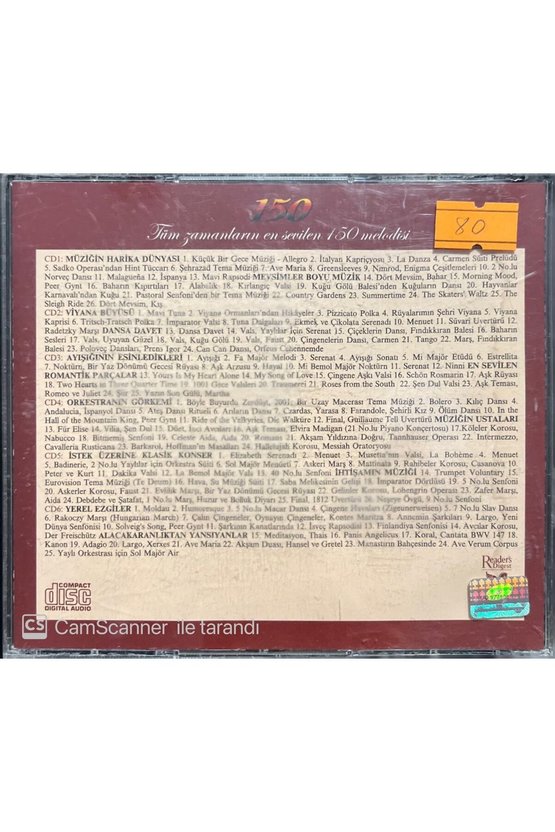 (PLAK DEĞİLDİR CD DİR) Cd Tüm Zamanların En Sevile 150 Melodisi 6 Cd