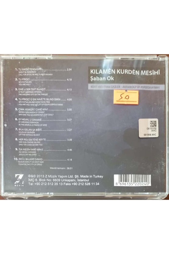 (PLAK DEĞİLDİR CD DİR) Cd Şaban Ok Kılamen Kurden Mesihi Cd