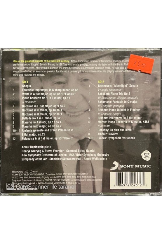 (PLAK DEĞİLDİR CD DİR) Cd Arthur Rubinstein The Essential Double Cd