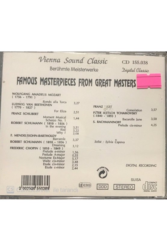 (PLAK DEĞİLDİR CD DİR) Cd Vienna Sound Classic Famous Masterpieces From Great Masters Cd