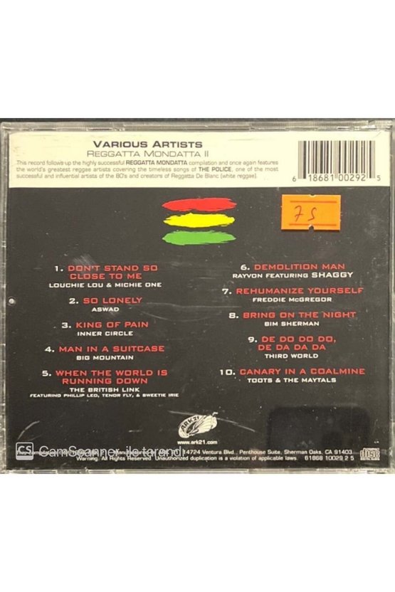 (PLAK DEĞİLDİR CD DİR) Cd Reggatta Mondatta Volume Iı Cd