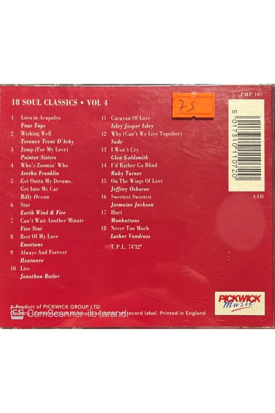 (PLAK DEĞİLDİR CD DİR) Cd 18 Soul Classics Vol.4 Cd