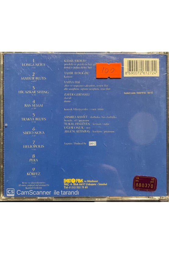 (PLAK DEĞİLDİR CD DİR) Cd Kamil Erdem Asiaminor Longa Nova Cd