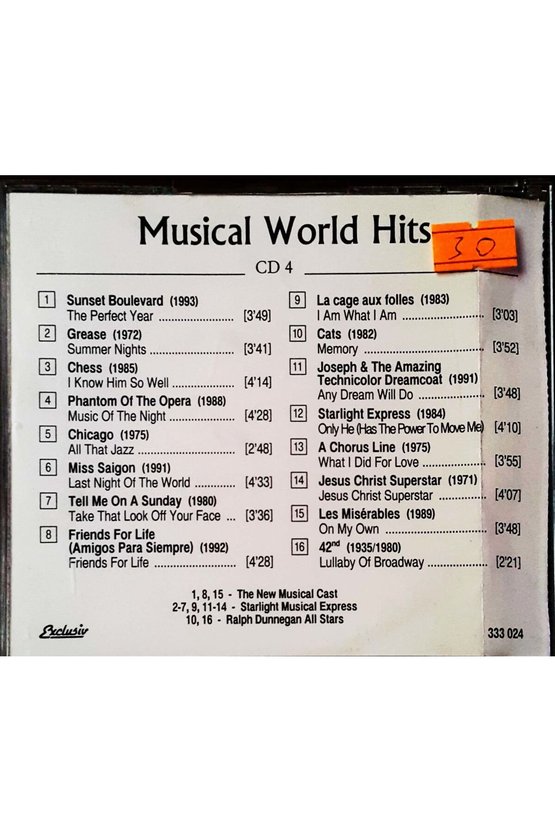 (PLAK DEĞİLDİR CD DİR) Cd Exclusiv Musical World Hits Cd