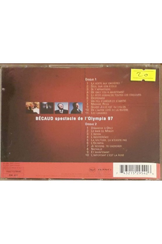 (PLAK DEĞİLDİR CD DİR) Cd Becaud Spectacle De L Olympia Bruno Coquatrix 97 Cd