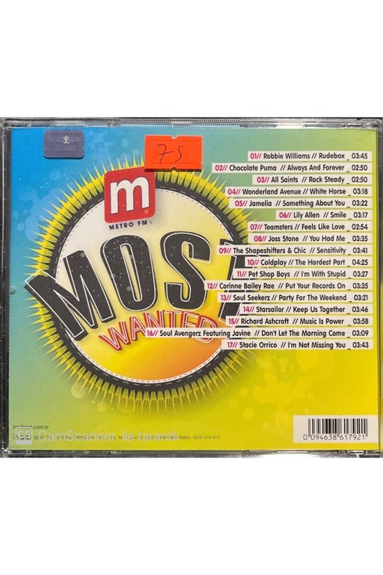 (PLAK DEĞİLDİR CD DİR) Cd Metro Fms Most Wanted Cd