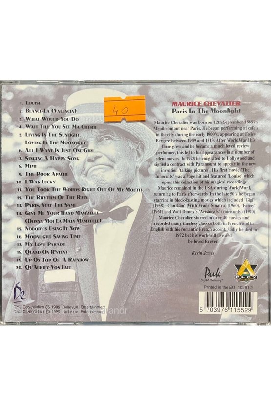 (PLAK DEĞİLDİR CD DİR) Cd Maurice Chevalier Paris By Moonlight Cd