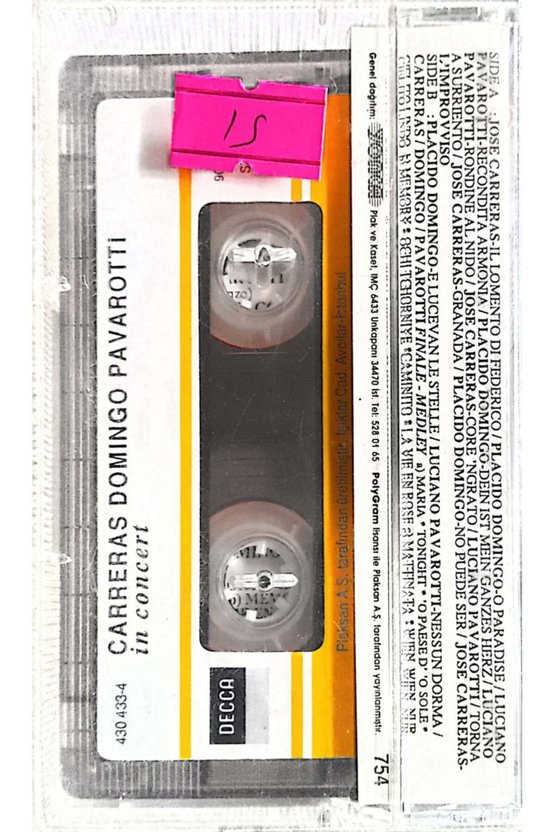 Carreras Domingo Pavarotti İnConcert Mehta Kaset