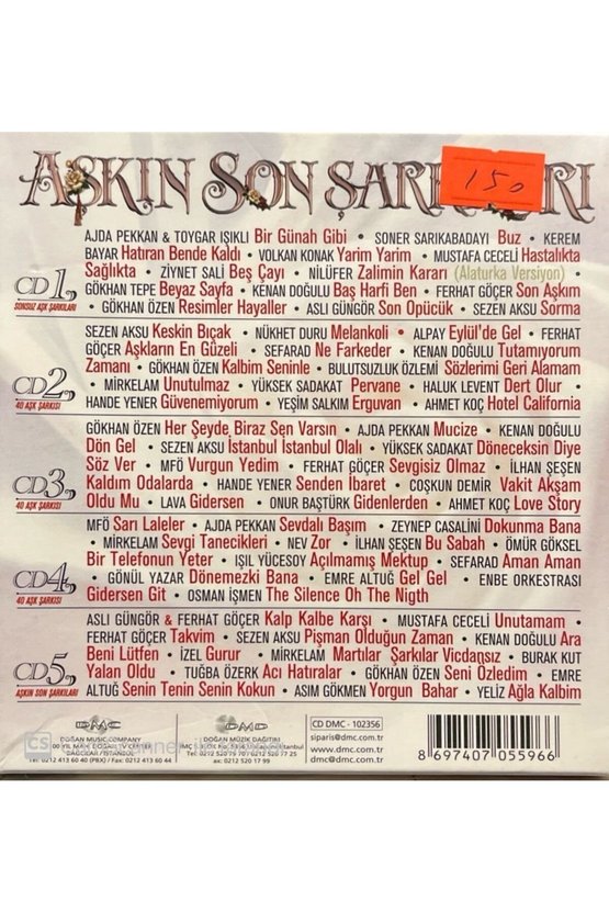 (PLAK DEĞİLDİR CD DİR) Cd Aşkın Son Şarkıları 5 Cd