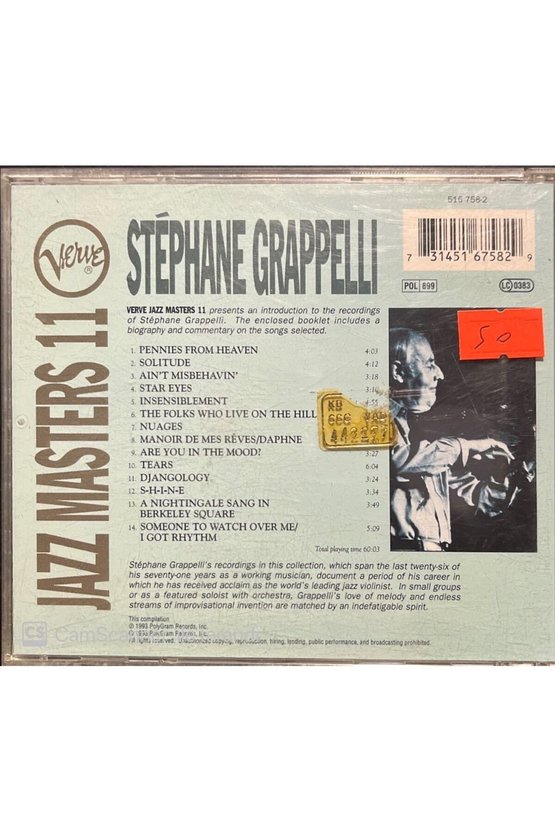 (PLAK DEĞİLDİR CD DİR) Cd Stephane Grapelli Jazz Master 11 Cd