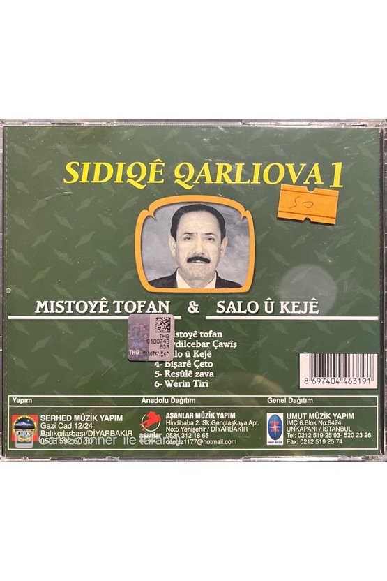 (PLAK DEĞİLDİR CD DİR) Cd Sidike Karlıova 1 Mistoye Tofan Kürtçe Cd