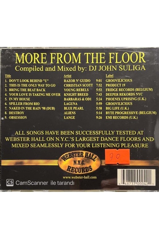 (PLAK DEĞİLDİR CD DİR) Cd Webster Halls New York Dance Volume 2 Cd