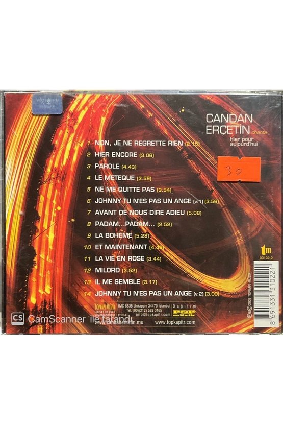 (PLAK DEĞİLDİR CD DİR) Cd Candan Erçetin Chante Hier Pour Aujourdhui Cd