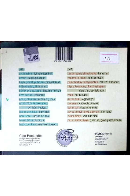 (PLAK DEĞİLDİR CD DİR) Cd Ahmet Kaya Bir Eksiğiz Cd