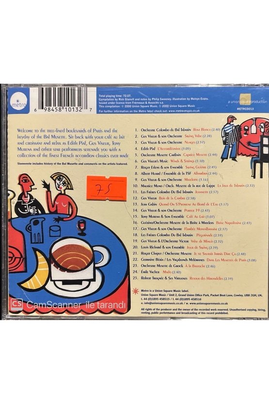 (PLAK DEĞİLDİR CD DİR) Cd Cafe Parisien Chansons Cd