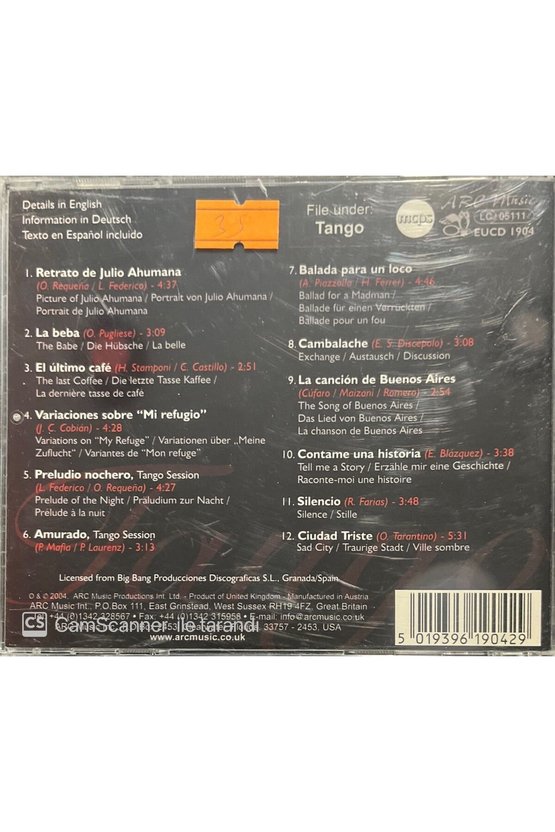 (PLAK DEĞİLDİR CD DİR) Cd Tango Festival Cd