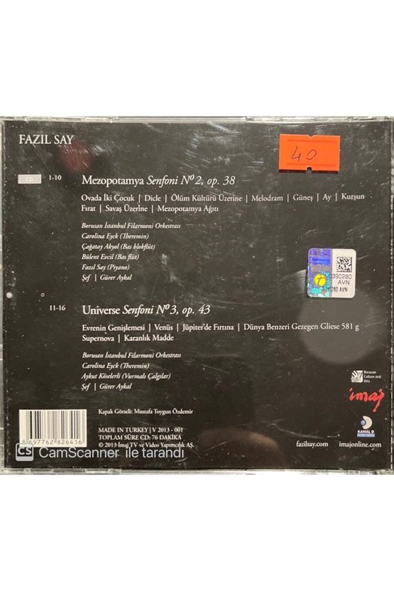 (PLAK DEĞİLDİR CD DİR) Cd Fazıl Say Mezopotamya Senfoni No2 Cd