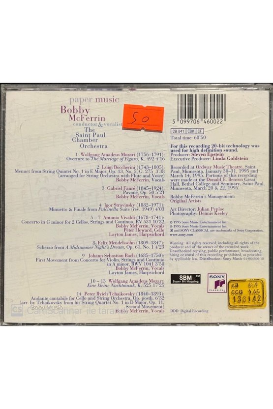 (PLAK DEĞİLDİR CD DİR) Cd Bobby Mcferrin Paper Music Cd