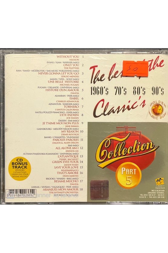 (PLAK DEĞİLDİR CD DİR) Cd The Best Of The 1960s 70s 80s 90s Classics Part 5 Cd