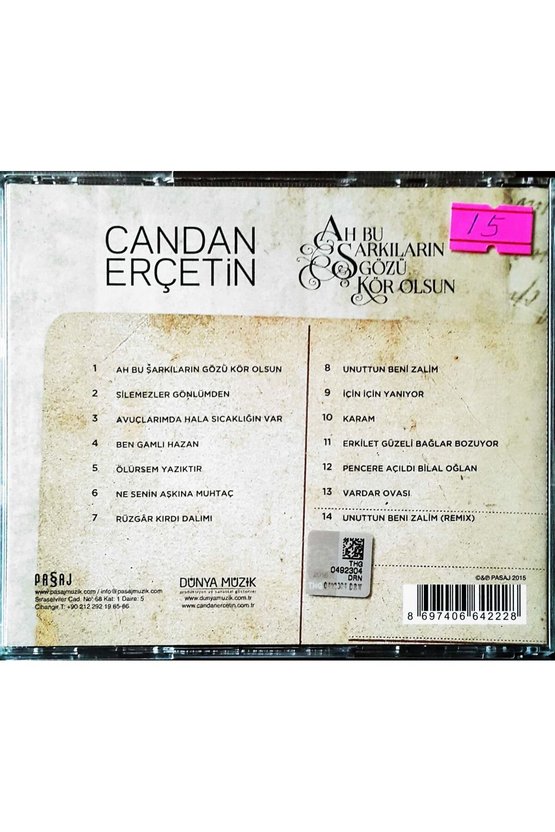 (PLAK DEĞİLDİR CD DİR) Cd Candan Erçetin Ah Bu Şarkıların Gözü Kör Olsun Cd