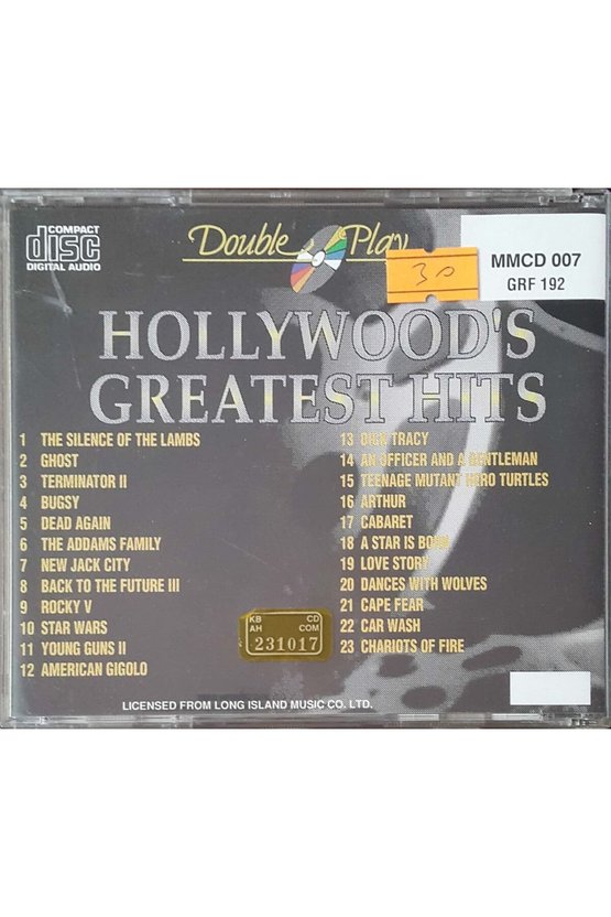 (PLAK DEĞİLDİR CD DİR) Cd Hollywoods Greatest Hits Duble Play Cd