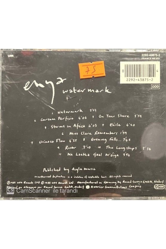 (PLAK DEĞİLDİR CD DİR) Cd Enya Watermark Cd