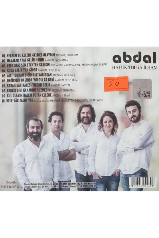 (PLAK DEĞİLDİR CD DİR) Cd Abdal Haluk Tolga Ilhan Cd