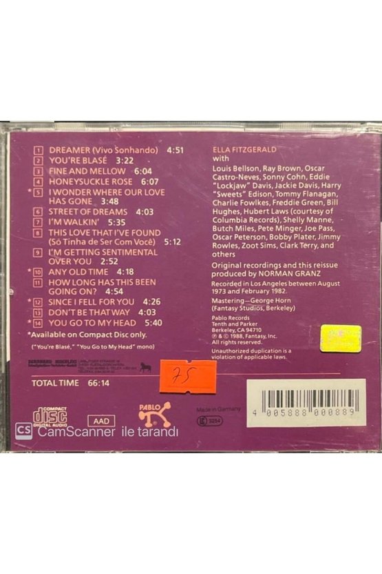(PLAK DEĞİLDİR CD DİR) Cd The Best Of Ella Fitzgerald Cd