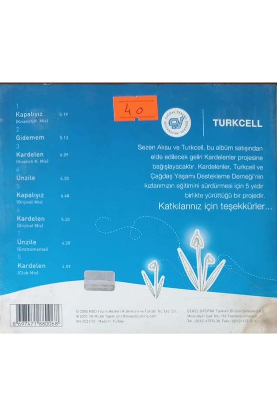 (PLAK DEĞİLDİR CD DİR) Cd Sezen Aksu Kardelen Cd