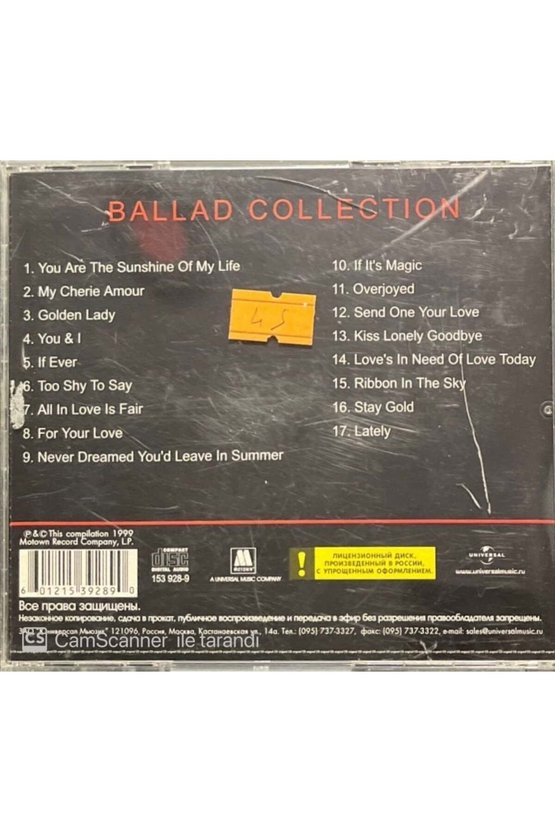 (PLAK DEĞİLDİR CD DİR) Cd Stevie Wonder Ballad Collection Cd