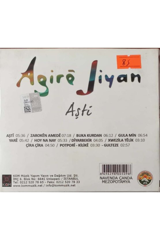 (PLAK DEĞİLDİR CD DİR) Cd Agira Jiyan Aşti Cd