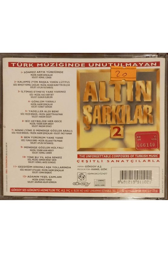(PLAK DEĞİLDİR CD DİR) Cd Altın Şarkıular 2 Cd