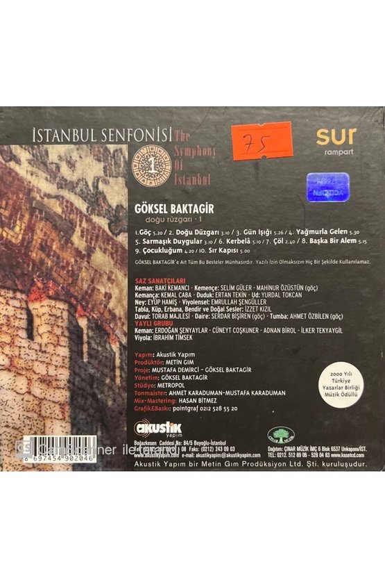 (PLAK DEĞİLDİR CD DİR) Cd Göksel Baktagir Sur Cd