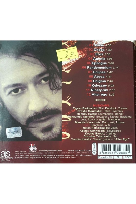 (PLAK DEĞİLDİR CD DİR) Cd Odyssey Aman Yannıs Karalis Cd