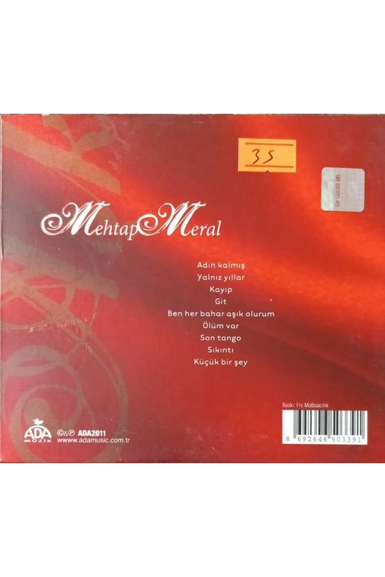 (PLAK DEĞİLDİR CD DİR) Cd Mehtap Meral Aşk Cd