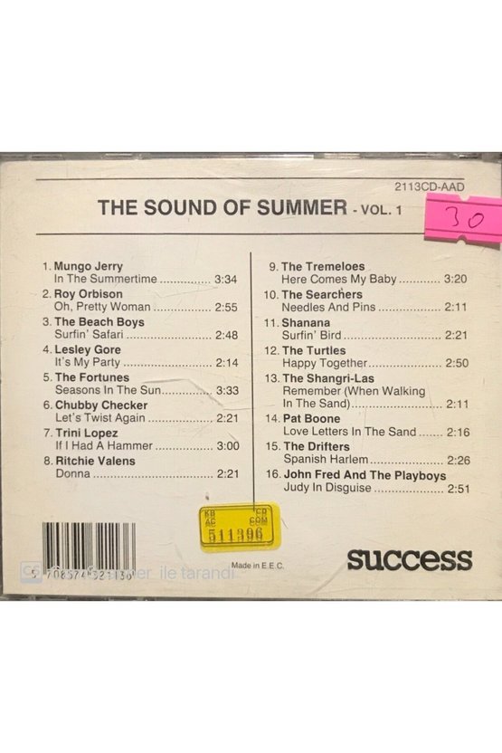 (PLAK DEĞİLDİR CD DİR) Cd The Sound Of Summer Vol. 1 Cd