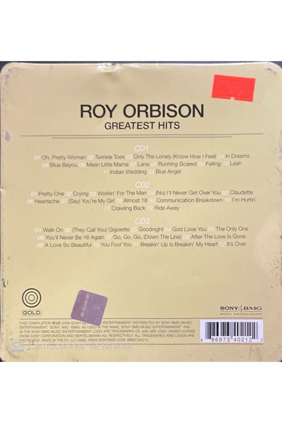 (PLAK DEĞİLDİR CD DİR) Cd Rıoy Orbisson Greatest Hits Triple 3 Cd Lik Set Cd