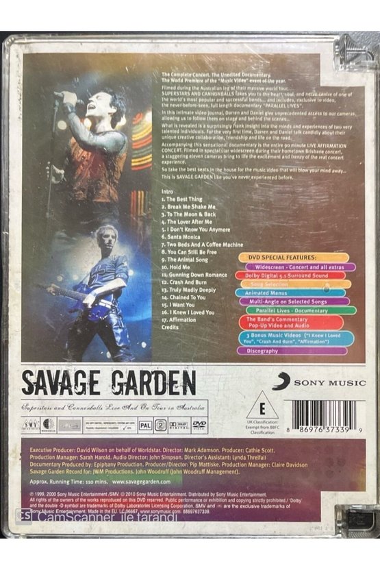 (PLAK DEĞİLDİR CD DİR) Cd Savage Garden 2000 Live And On Tour Australia Dvd