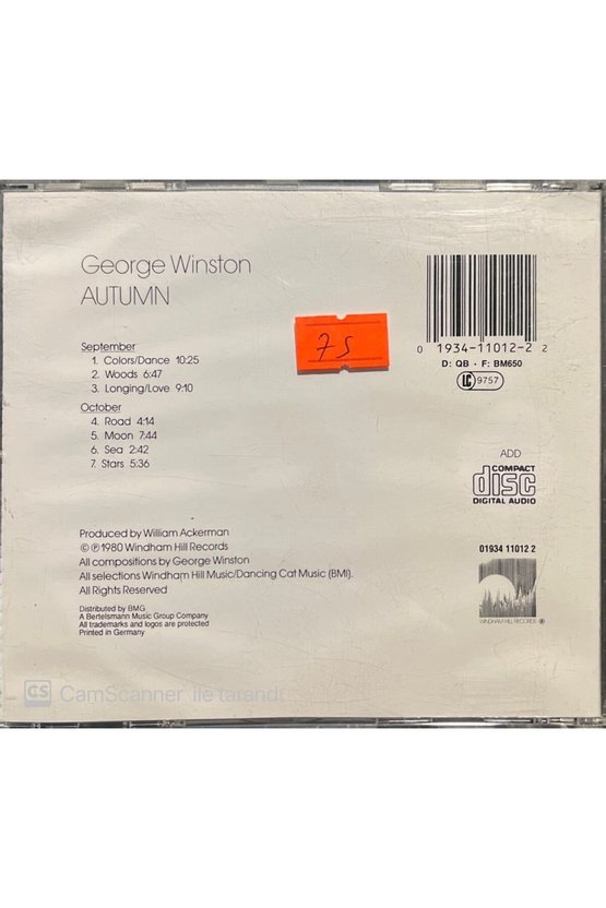 (PLAK DEĞİLDİR CD DİR) Cd George Winston Autumn Cd