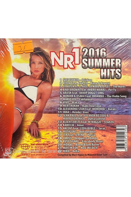 (PLAK DEĞİLDİR CD DİR) Cd Number 1 2016 Summer Hits Açılmamış Jelatininde Cd