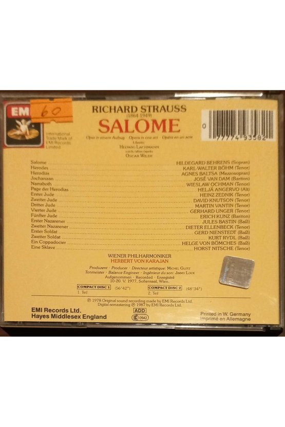 (PLAK DEĞİLDİR CD DİR) Cd Richard Strausssalome Cd