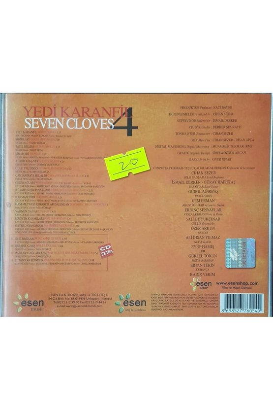 (PLAK DEĞİLDİR CD DİR) Cd Yedi Karanfil 4 Seven Cloves Cd