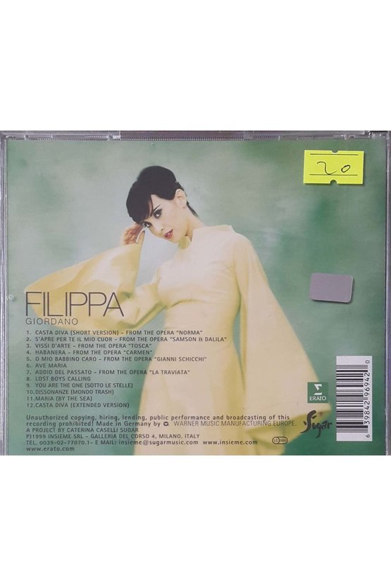 (PLAK DEĞİLDİR CD DİR) Cd Filippa Giordano Cd