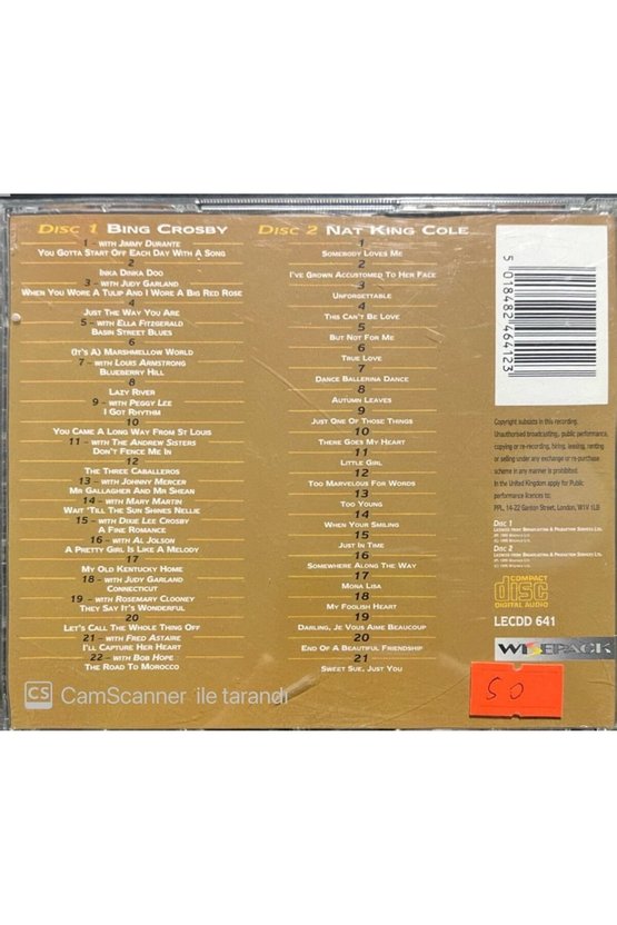 (PLAK DEĞİLDİR CD DİR) Cd Bing Crosbyu Nat King Cole The Essential Collection Double Cd