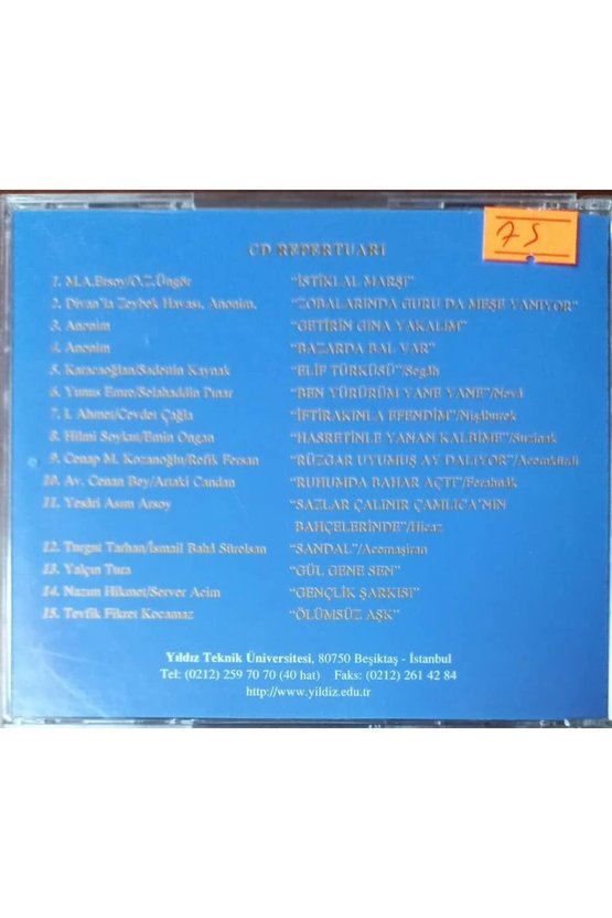 (PLAK DEĞİLDİR CD DİR) Cd Yıldız Teknik Ünüversitesi Cumhuriyet Korosu Cumhuriyete Armağan Cd